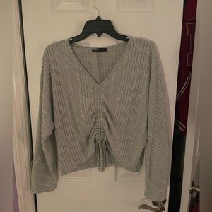 Shein V-Neck Batwing Sleeve Drawstring Tee